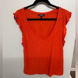 Express Vibrant Orange Flutter Sleeve Top